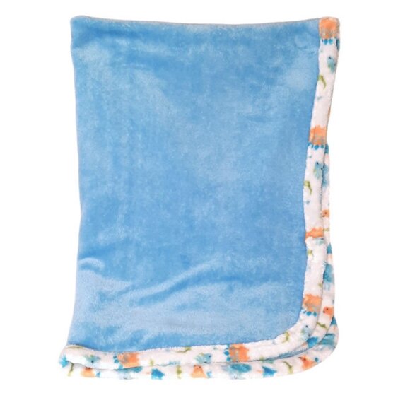 2020 Le Bebe Favorite Dinosaur Trim Baby Blue Security Lovey Blanket 29" X 38" - Picture 1 of 6